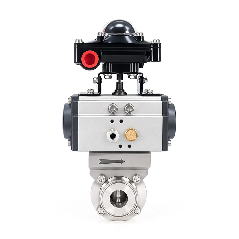 Sanitary Pneumatic Butterfly Valve with Limit Switch Box